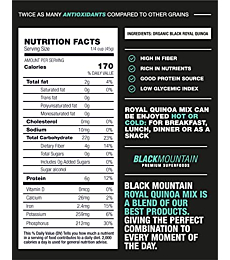 Black Mountain Premium Superfoods | Organic Royal Tricolor Quinoa | 12 oz | Gluten Free | Vegan | Complete Plant Protein | Easy to Use | Source of Fiber and Iron | USDA Organic | Pre Washed | Non-GMO | Whole Grain Rice and Pasta Substitute