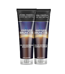 John Frieda Midnight Brunette Visibly Deeper Shampoo and Conditioner Set for Brunette Hair, with Evening Primrose Oil and Natural Cocoa, Natural or Color Treated Hair(8.3 oz, Pack of 2 Set)