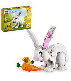 LEGO Creator 3in1 White Rabbit Animal Toy Building Set 31133, Easter Bunny to Seal and Parrot Figures, Easter Basket Stuffers for Kids Aged 8 Plus Years Old