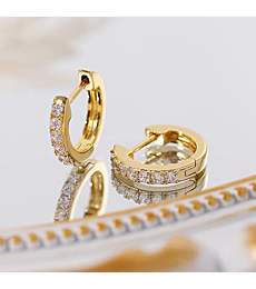 Gacimy Gold Huggie Earrings for Women 14K Real Gold Plated, Small Cubic Zirconia Cartilage Hoop Earrings Cuffs for Women
