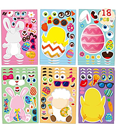 18 Sheets Easter Make a Face Stickers for Kids Craft Easter Games Stickers Make Your Own Stickers for Family Schools Classroom Activities