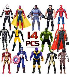14pcs Big Ultimate Superhero Action Figures Set – Collectible Models 6.5-inches Tall, Exclusive Adventures Super Hero Set, Holiday Toy Gift for Kids, Figure Cake Topper