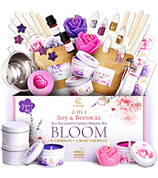 Soy Candle Making Kit for Adults - All-Inclusive Soy Wax Candle Maker Kit - Craft Kits for Adults Women - DIY Candle Making Supplies for Beginners Scented Candles Gift Set with Wicks, Tins, Dye, Mold