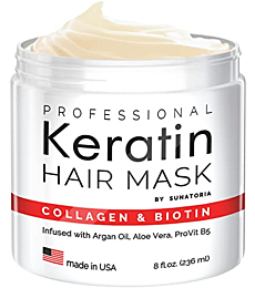 Professional Keratin Hair Mask - Made in USA - Nourishment Treatment for Hair Repair & Beauty - Biotin Collagen Coconut Oil & Pro-Vitamin B5 Protein Mask - Hair Vitamin Complex for All Hair Types