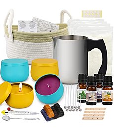 Candle Making Kit, DIY Candle Making Supplies Crafts for Adults and Kids, with Woven Basket, 28 oz Beeswax Wax, 4pcs Candle Jars, and More, Gifts for Women Birthday, Thanksgiving Day, Christmas