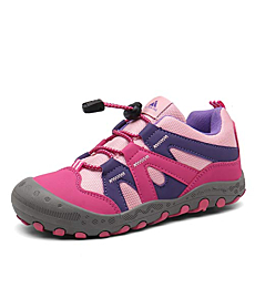 Mishansha Kid's Girl's Outdoor Hiking Running Sneakers Slip on Breathable Walking Casual Trekking Shoes Pink 1