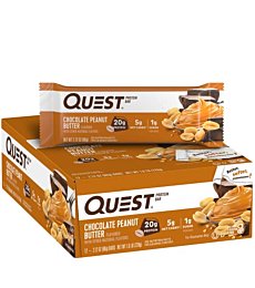 Quest Nutrition Chocolate Peanut Butter Bars, High Protein, Low Carb, Gluten Free, Keto Friendly, Chocolate Peanut Butter - 12 Count