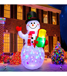5 Ft Inflatable Snowman Christmas Outdoor Decoration Blow Up Snowman with Upgrade Rotating LED Lights for Holiday/Party/Xmas/Yard/Garden Decorations