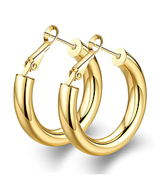 wowshow Chunky Thick Gold Tube Hoops Earrings for Women