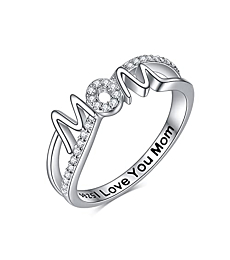 YFN Mom Mother Rings for Women Sterling Silver Mon Rings Mom Mother Jewelry for Women Birthday Gifts