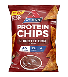 Atkins Protein Chips, Chipotle BBQ, Keto Friendly, Baked Not Fried, 12 Count