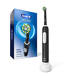 Oral-B Pro 1000 Electric Toothbrush, Black, Rechargeable Power Toothbrush with 1 Brush Head
