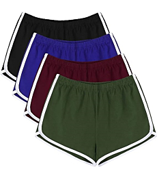 URATOT 4 Pack Yoga Short Pants Cotton Sports Shorts Gym Dance Workout Shorts Dolphin Running Athletic Shorts for Women
