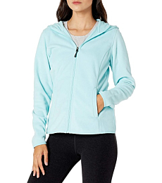 Amazon Essentials Women's Long-Sleeve Hooded Full-Zip Polar Fleece Jacket, Aqua, Medium