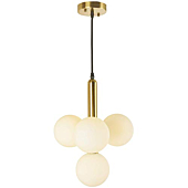 BAODEN 4 Lights Modern Globe Pendant Light Fixture Mid Century Chandelier with G9 Bulb Brushed Brass Finished with White Globe Glass Lampshade Dining Kitchen Living Room Bedroom Lighting (Gold)