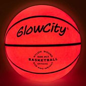 GlowCity Glow in The Dark Size 7 Basketball for Teen Boy - Glowing Red Basket Ball, Light Up LED Toy for Night Ball Games - Sports Stuff & Gadgets for Kids Age 8 Years Old and Up