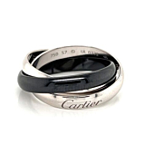 Cartier Trinity 18k Gold Black Ceramic Triple Rolling Band Ring w/Cert