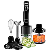Chefman Electric Spiralizer & Immersion Blender/Vegetable Slicer 6-in-1 Food Prep Combo Kit, Includes 3 Spiralizing Blade Attachments, Zoodle Maker; Grate, Ribbon, Spiral, Blend, Chop, and Puree
