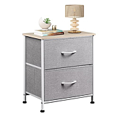 WLIVE Nightstand, 2 Drawer Dresser for Bedroom, Small Dresser with 2 Drawers, Bedside Furniture, Night Stand, End Table with Fabric Bins for Bedroom, Closet, Nursery, College Dorm, Light Grey
