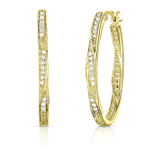 Natalia Drake Twisted Oval 1/4 Cttw Diamond Hoop Earrings for Women in Yellow Gold Plated Sterling Silver