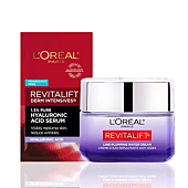 L'Oreal Paris Revitalift Micro Hyaluronic Acid + Ceramides Anti Aging Face Cream for Women, Softer, Brighter & Smoother Skin, Fragrance Free + Serum Sample