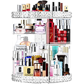 360 Rotating Makeup Organizer Large Capacity Cosmetics Organizer Beauty Organizer Clear Cosmetic Storage Display Case with 8 Layers and Detachable Shelves for Bedroom Dresser
