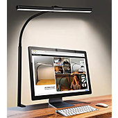 ACNCTOP LED Desk Lamp for Office Home - Eye-Caring Architect Task Lamp 25 Lighting Modes Adjustable Flexible Gooseneck Clamp Light for Workbench Drafting Reading Study (Black)