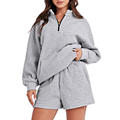ANRABESS Women 2 Piece Sweat Short Sets 2024 Spring Fashion Clothes Sets Airport Travel Outfits Sweatsuit Fleece Cute Oversized Sweatshirt Lounge Matching Tracksuit Sets 1030qianhuahui-L