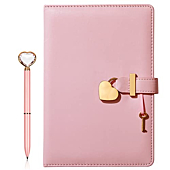 A5 Heart Shaped Lock Diary,Refillable Notebook,PU Leather Journal Travel Diary with Lock and Key,Personal Planner Secret Organizers Gift for Girls Women Daughter Wife