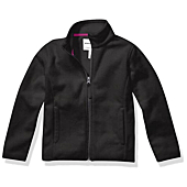 Amazon Essentials Girls' Polar Fleece Full-Zip Mock Jacket, Black, Medium