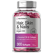 Hair Skin and Nails Vitamins | 300 Softgels | with Biotin and Collagen | Infused with Argan Oil and Coconut Oil | Non-GMO, Gluten Free Supplement | by Horbaach