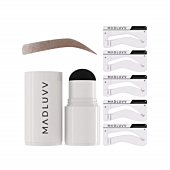 MADLUVV 1-Step Brow Stamp™ + Shaping Kit, The Original Patent-Pending Viral Eyebrow Stamp and Stencil Set (Medium Brown)