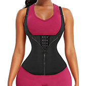 GainKee Clip and Zip Waist Trainer Corset Women Neoprene Workout Sweat Vest Body Shaper (Small, Vest) Black