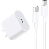 20W USB C Fast Charger for iPad Pro 12.9, iPad Pro 11 inch 2021/2020/2018, iPad Air 5th/4th 10.9 inch 2022/2020, iPad Mini 6 Generation 2021, PD Wall Charger with 6.6foot USB C to C Charging Cable