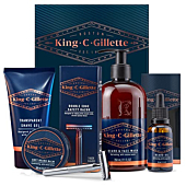 King C. Gillette Complete Men's Beard Care Gift Kit, Double Edge Safety Razor, Beard and Face Wash, Beard Oil, Beard Balm, Shave Gel