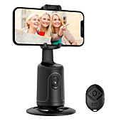 Auto Face Tracking Phone Holder with Remote,Korecase 360°Rotation Following Face Body Smart Shooting Tracking Tripod Phone Camera Mount for Live Vlog,Tiktok,Rechargeable Battery,No App,Black