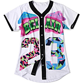 CUTHBERT 90s Outfit for Women,Bel Air Baseball 23 Jersey Shirt for Theme Party,Short Sleeve Jersey Shirt for Party and Club (23White, Large)