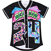 CUTHBERT 90s Outfit for Women,Bel Air Baseball 24 Jersey Shirt for Theme Party,Short Sleeve Jersey Shirt for Party and Club (24Black, Small)