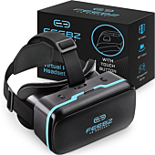VR Headset Compatible with iPhone & Android + Built-in Button | Virtual Reality Goggles for 4.7”-6.5” Cell Phone - Best Set Glasses | Gift for Kids and Adults for 3D Gaming and VR Videos