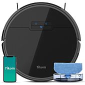 Robot Vacuum and Mop, Tikom G8000 Robot Vacuum Cleaner, 2700Pa Strong Suction, Self-Charging, Good for Pet Hair, Hard Floors, Black
