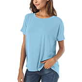 Herou Womens Summer Casual Short Sleeve Oversized High Low Loose T Shirts Baby Blue XX-Large