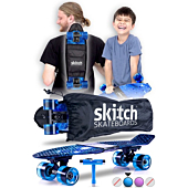 SKITCH Complete Skateboard Gift Set for All Ages with 22 Inch Mini Cruiser Board + Skateboard Backpack + Skate Tool + Tote Bag