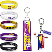 CIKOTO LeBron-Keychain James-Silicone-Bracelet Lakers-Lanyard Set of 7,23 LeBron Rubber Wristbands for Men,Basketball Sports Accessories Silicone Wristbands LeBron-James Fans Gifts for Boys (7-Pack)