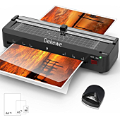 Laminator Machine, Dekewe A4 Laminating Machine, 4 in 1 Thermal Laminator with 18 Laminating Sheets, Paper Trimmer and Corner Rounder for Home Office School Use - Black