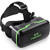 VR Headset Compatible with iPhone & Android 4.5"-6.5" + Built-in Action Button for 3D VR Games & Videos | Universal 3D Glasses Virtual Reality Goggles Set - for Kids & Adults