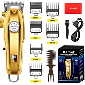 KEMEI Mens Hair Clipper Cord Cordless Clippers Hair Trimmer Beard Professional Haircut Kit For Men Rechargeable LED Display & Corded Rechargeable Grooming Kit KM-1986PRO