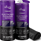 Electronic Wipes Streak-Free (90-Wipes) - Screen Cleaner Wipes for TVs, Monitors, Laptops, Phones, Computers, & More - TV Screen Cleaner - MagicFiber Microfiber Cloth Included from Altura Photo