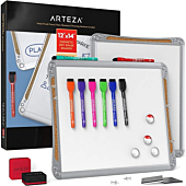 Arteza Framed Magnetic Cork Whiteboard Set, 12x14 inches, 2-Pack Dry Erase Lap Boards with Push Pins, Markers & Magnets, Office & School Supplies for Planning, Brainstorming, Projects