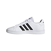 adidas Grand Court Sneaker, White/Black/White, 1 US Unisex Little Kid