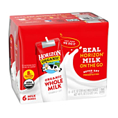 Organic Shelf-Stable Whole Milk boxes, Horizon Whole Milk Single Serve, 8.0 Fl oz (Pack of 6) Bundled with a Betrulight fridge Magnet